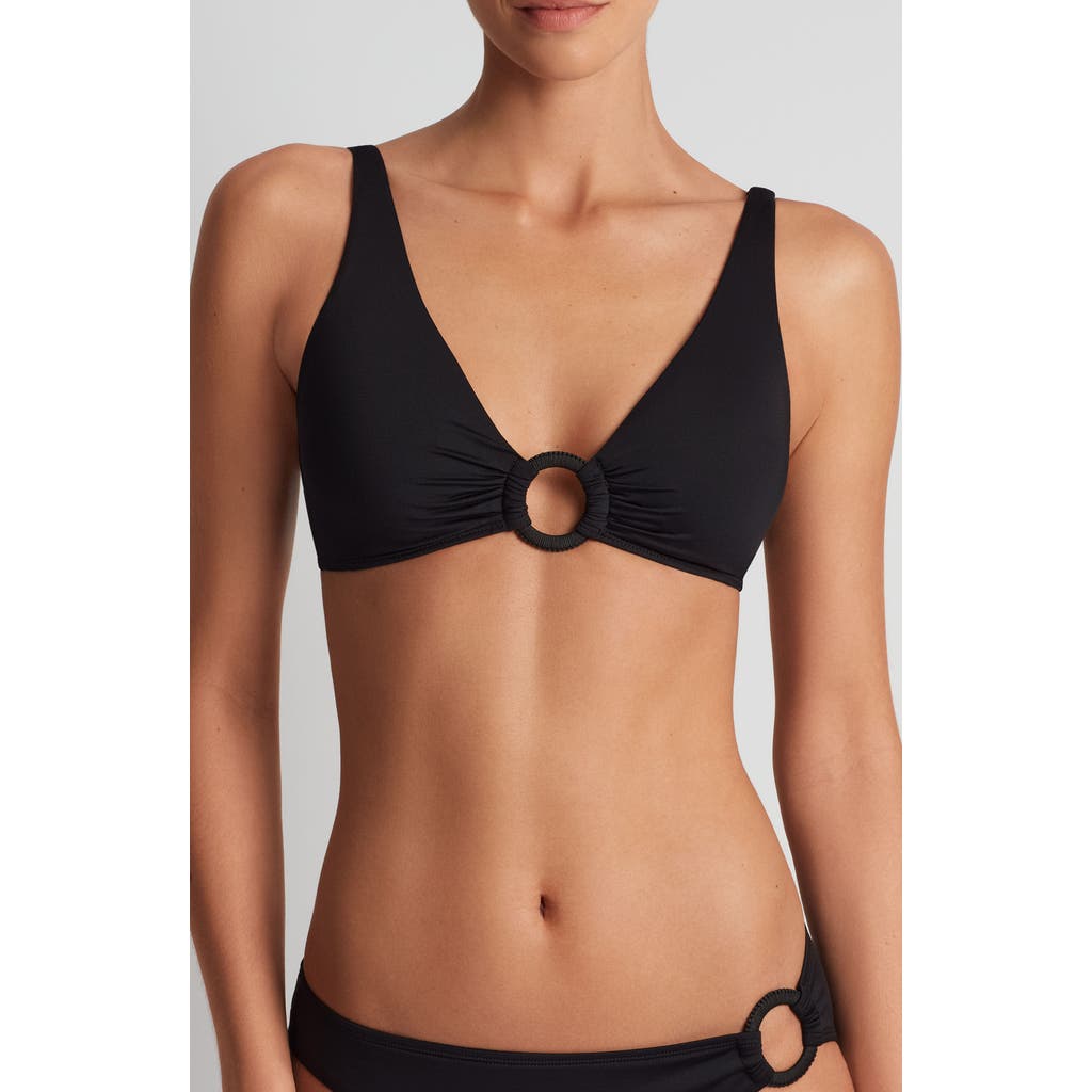 Ralph Lauren Lauren Macramé O-ring Bikini Top In Black