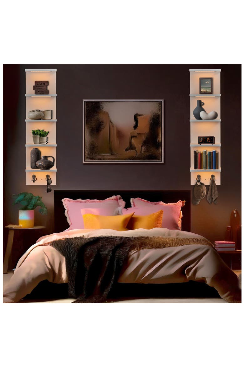 5-Tier Wall Mounted Floating Shelf, Alternate, color, WHITE