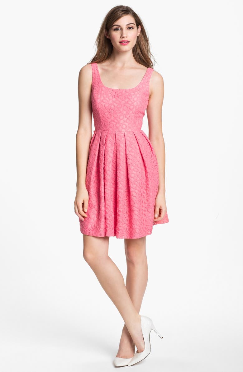 Donna Morgan Lace Fit & Flare Dress, Main, color, 