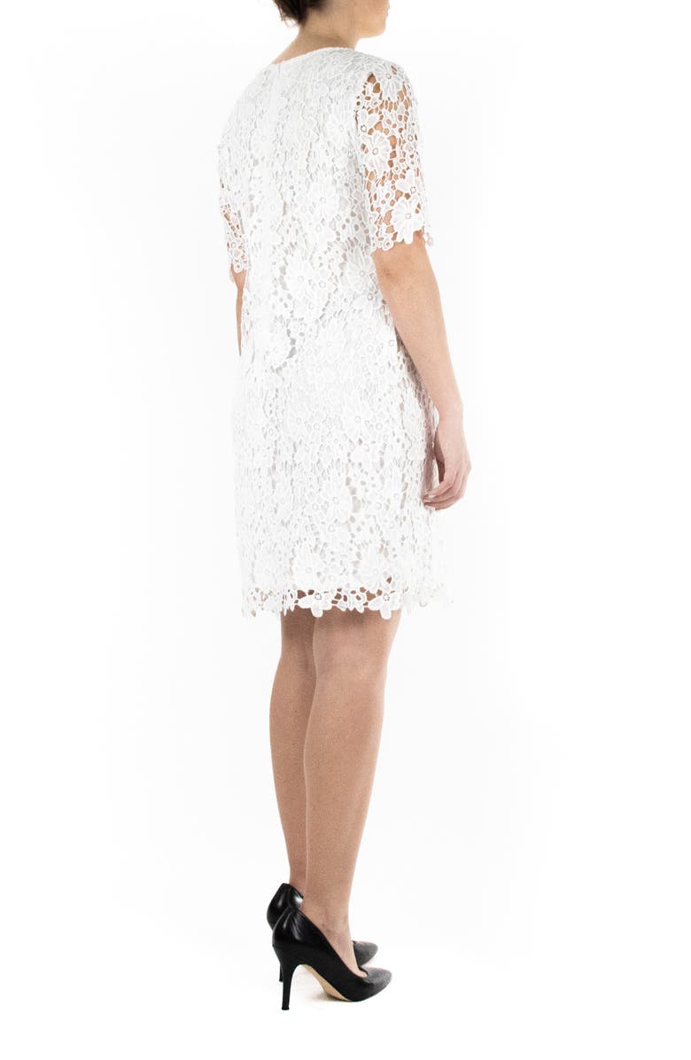 Nina Leonard Jewel Neck Lace Dress, Alternate, color, Ivory