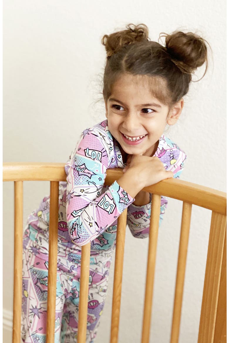 Kids' Comic Purple Set of 2 Piece Pajamas, Alternate, color, COMIC
