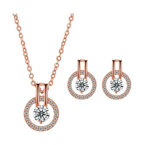 Hollywood Sensation Cubic Zirconia Necklace And Earring Set In Gold
