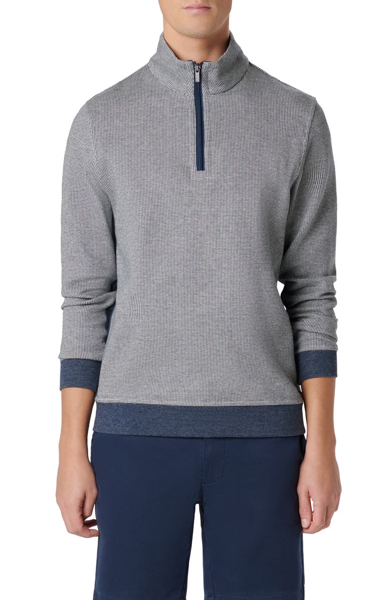 Bugatchi Quarter Zip Pullover, Main, color, Navy