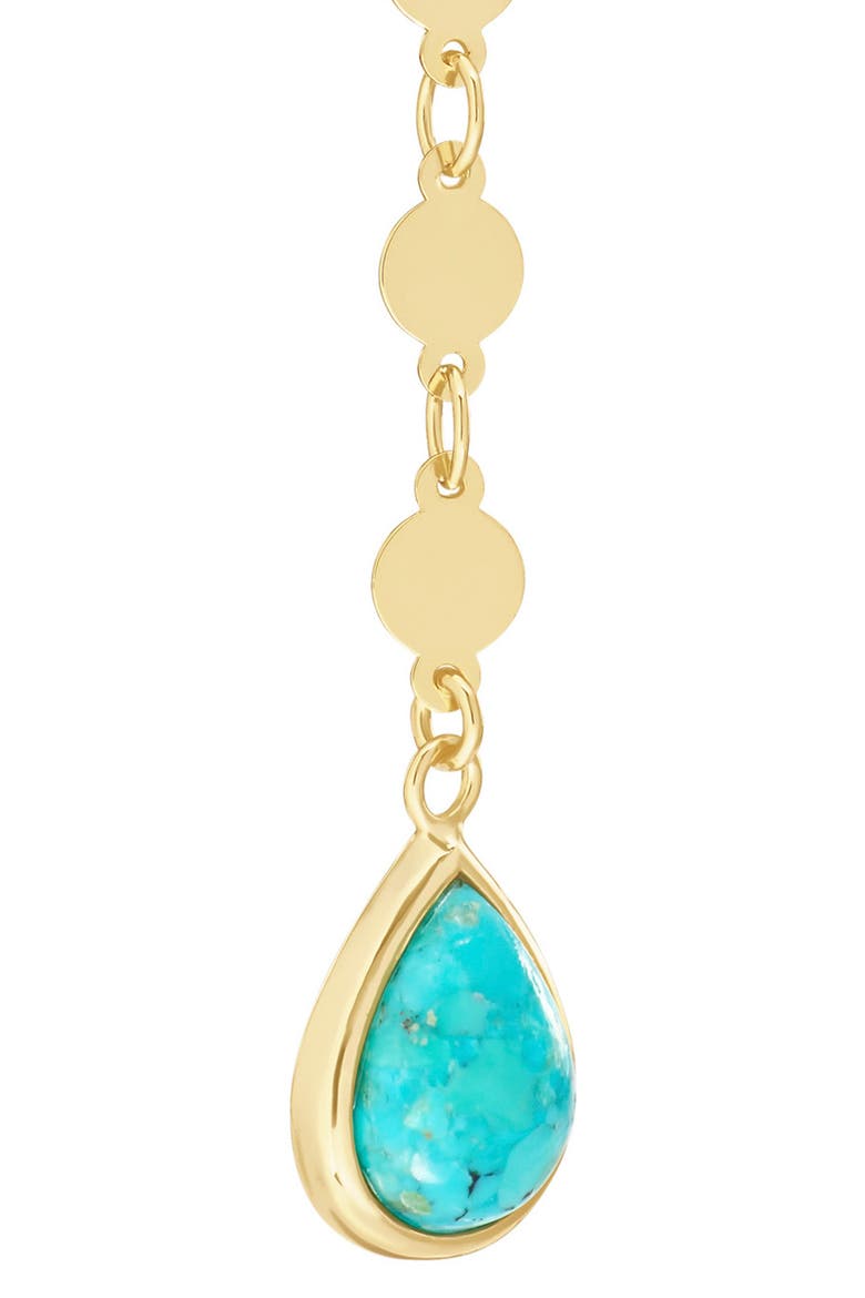 Flat Disc Turquoise Drop Earrings, Alternate, color, TURQUOISE/ GOLD