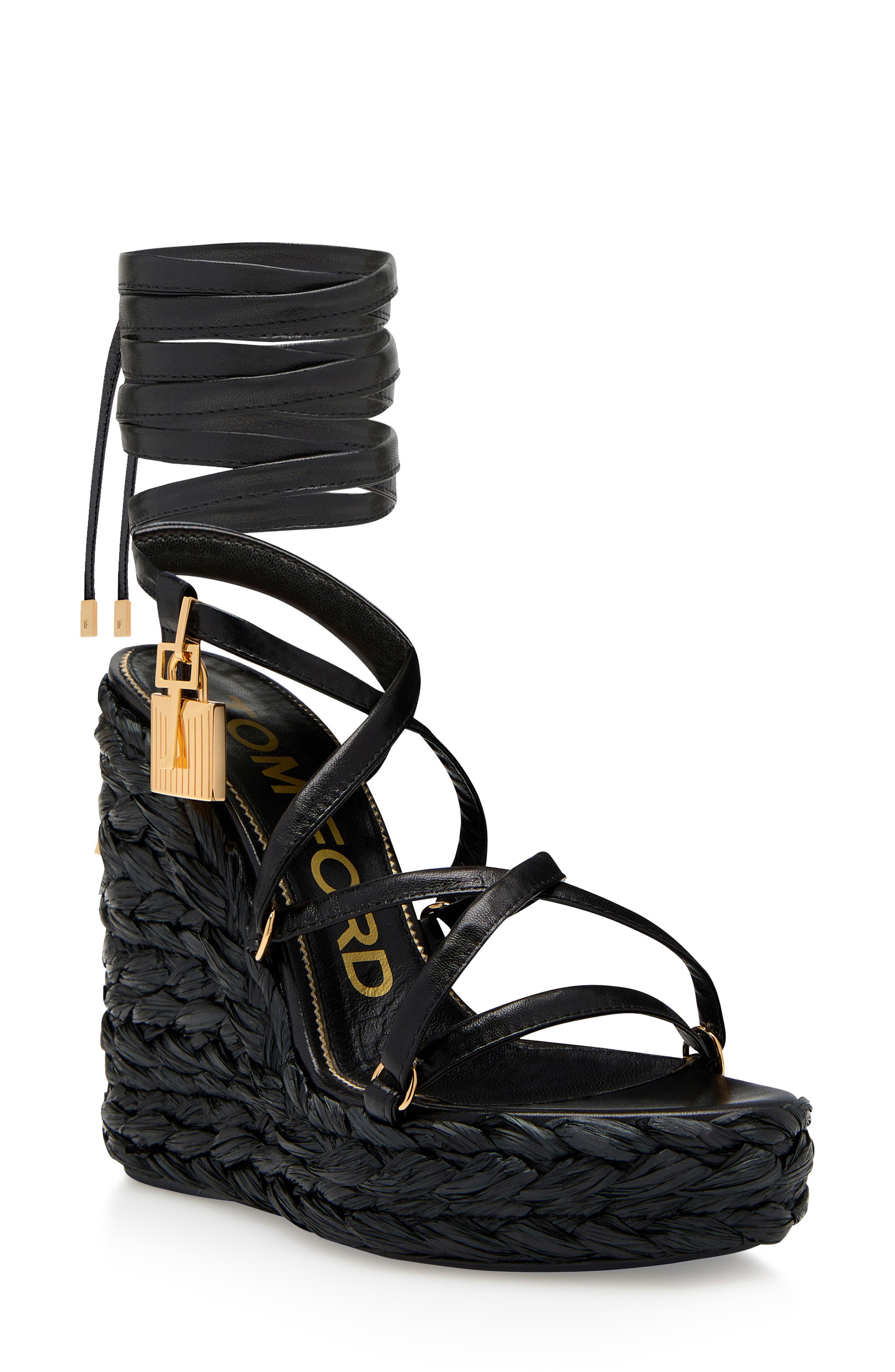 TOM FORD Padlock Espadrille Wedge Sandal, Main, color, 