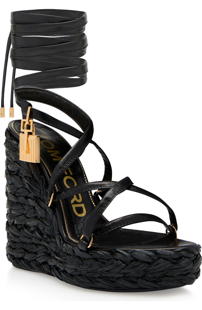 TOM FORD Padlock Espadrille Wedge Sandal, Main, color,