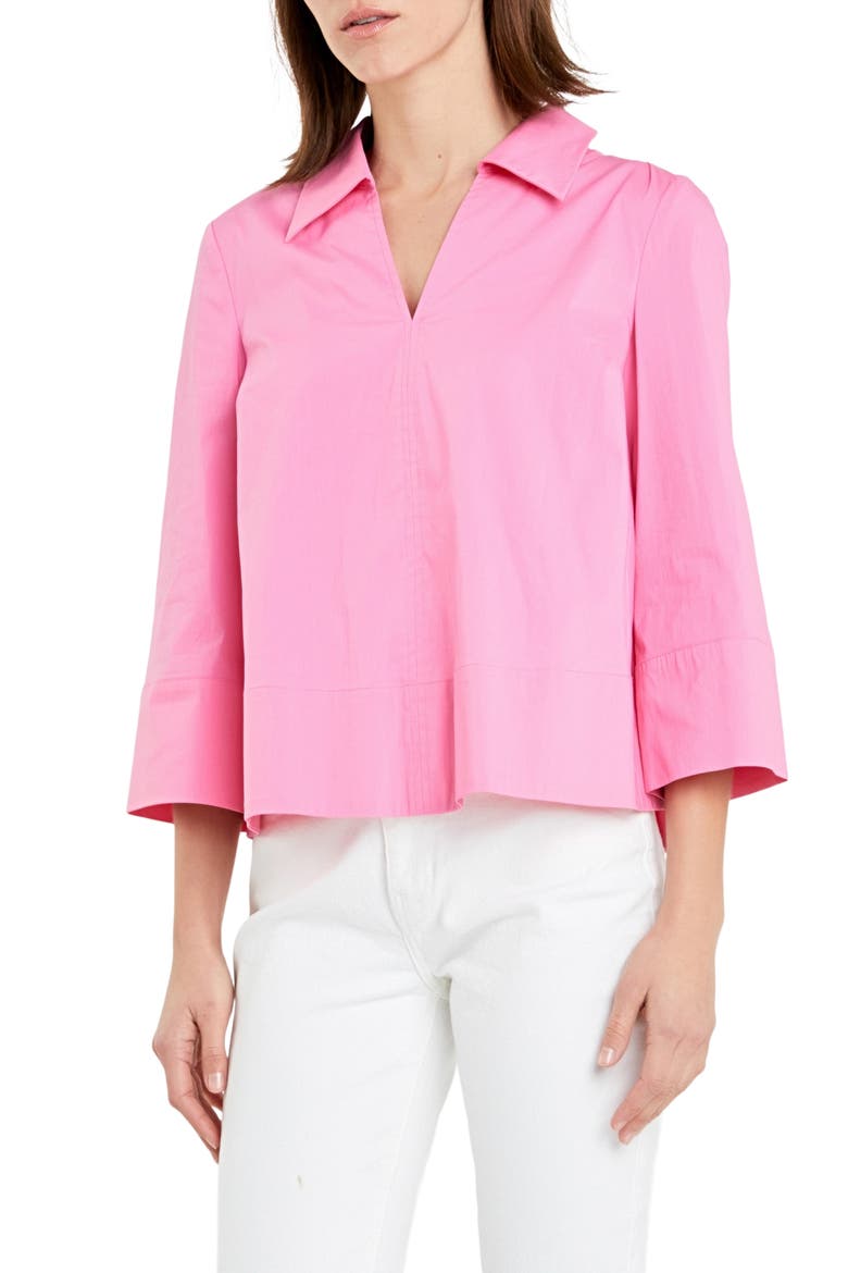 Johnny Collar A-Line Shirt, Alternate, color, PINK