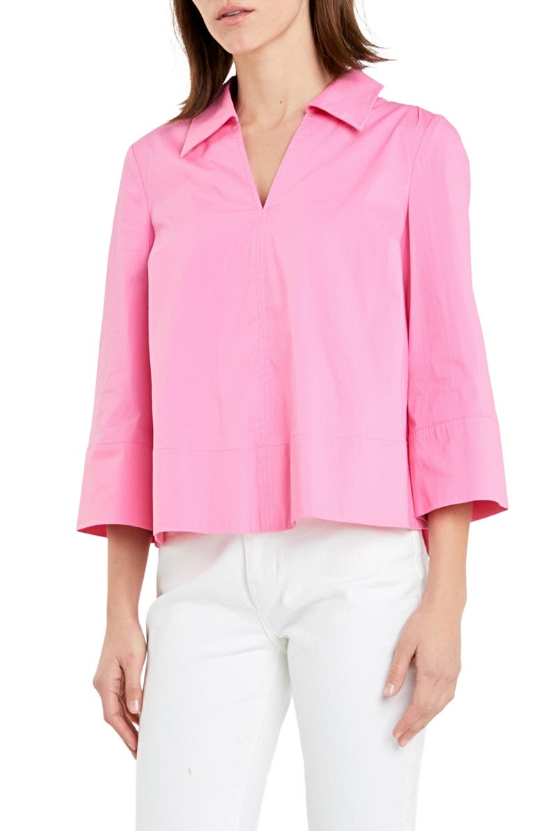 English Factory Johnny Collar A-Line Shirt, Alternate, color, Pink