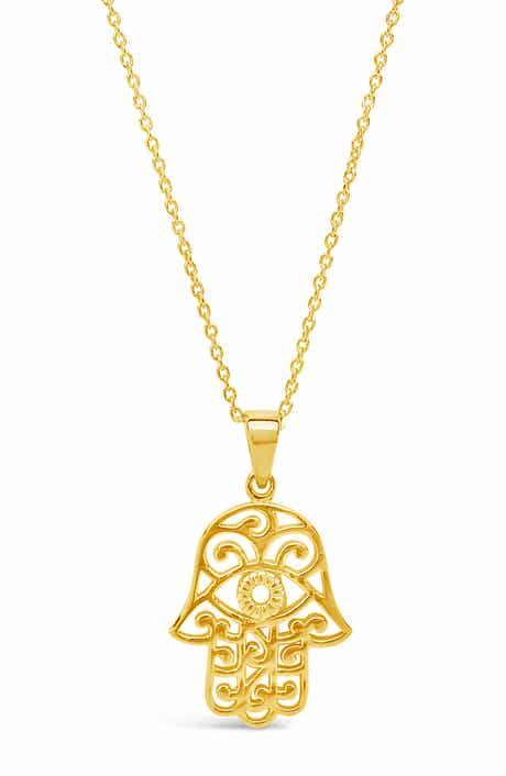 Sterling Forever Sterling Silver Filigree Hamsa Hand Pendant Necklace