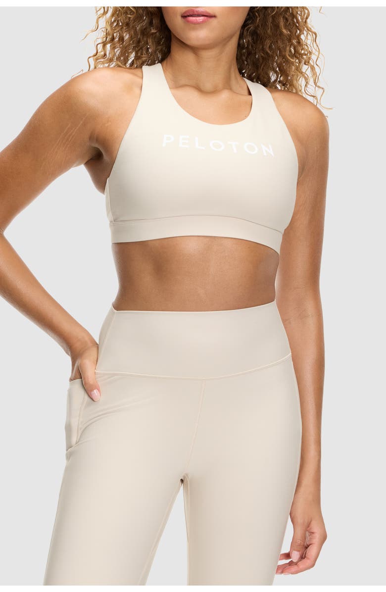 Peloton Cadent Mid Neck V Strap Bra, Main, color, Oatmeal