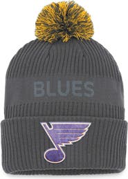 FANATICS Men's Fanatics Branded Charcoal St. Louis Blues Authentic Pro Home Ice Cuffed Knit Hat with Pom