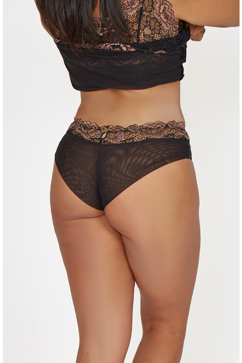 Lace Overlay Soft Cup Camisol Set, Alternate, color, Mocha