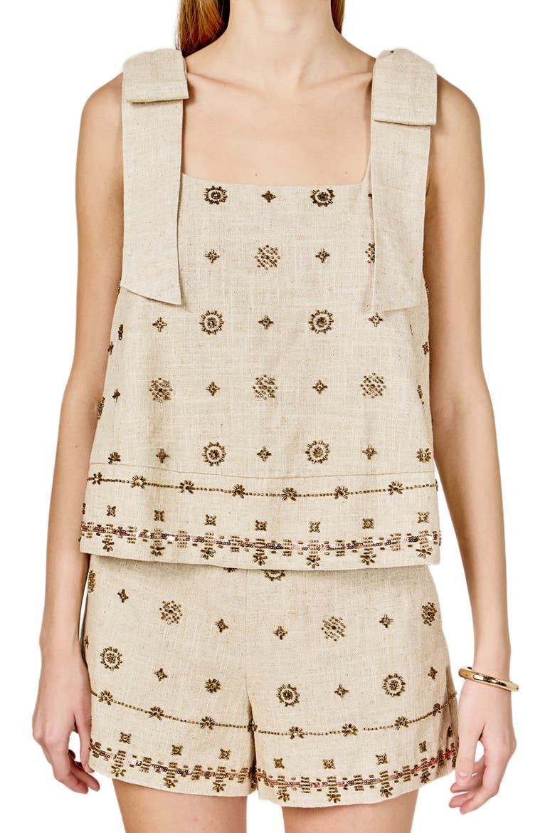 Beaded Sleeveless Top, Alternate, color, NATURAL