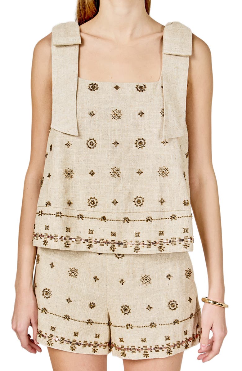 Endless Rose Beaded Sleeveless Top, Alternate, color, Natural