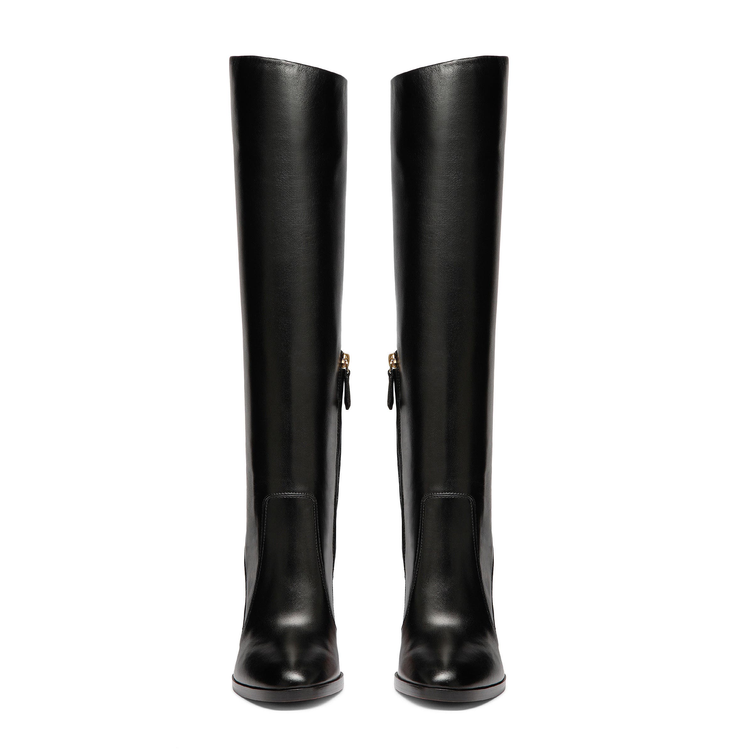 Santoni Women's leather high-heel boot, Alternate, color, Black
