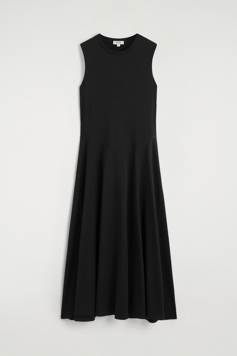 Sculptural Cotton-Jersey Midi Dress, Alternate, color, BLACK