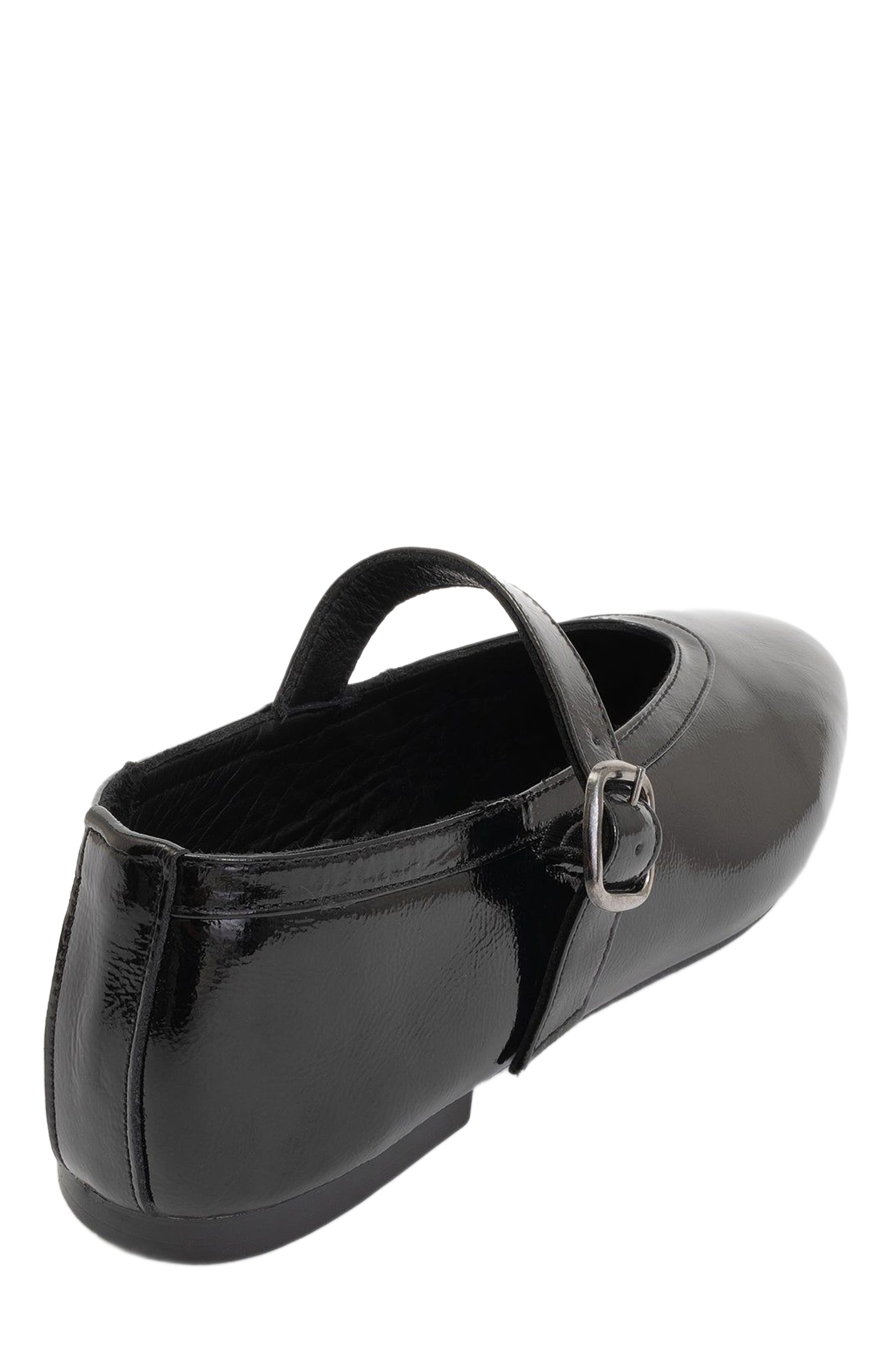 Forever 
Always Shoes Matilda Leather Mary Jane Flats, Alternate, color, Black Patent Leather