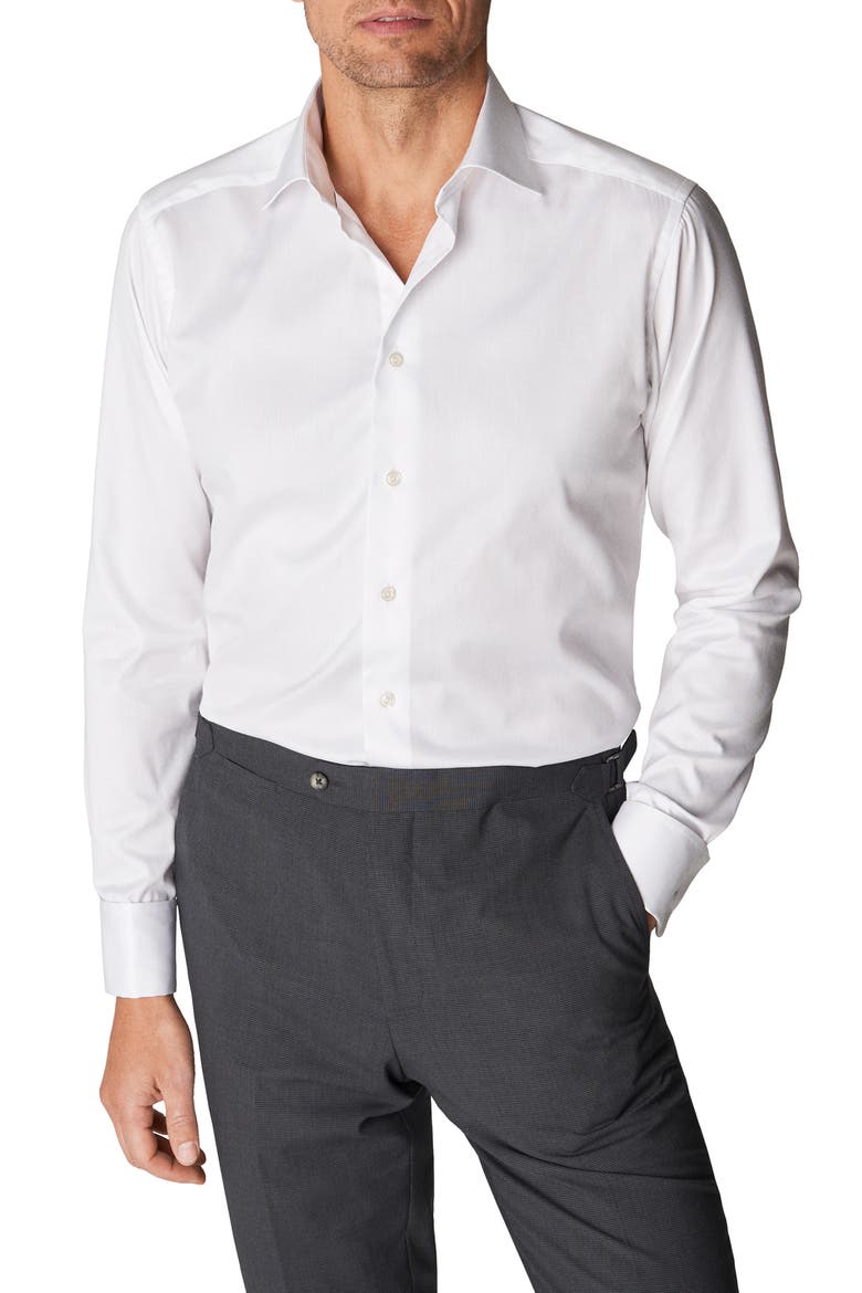 Slim Fit Solid Dress Shirt, Main, color, WHITE