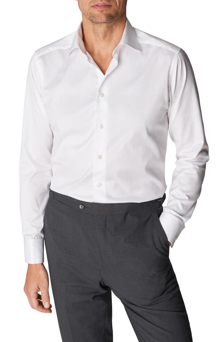 Eton Slim Fit Solid Dress Shirt, Main, color, White