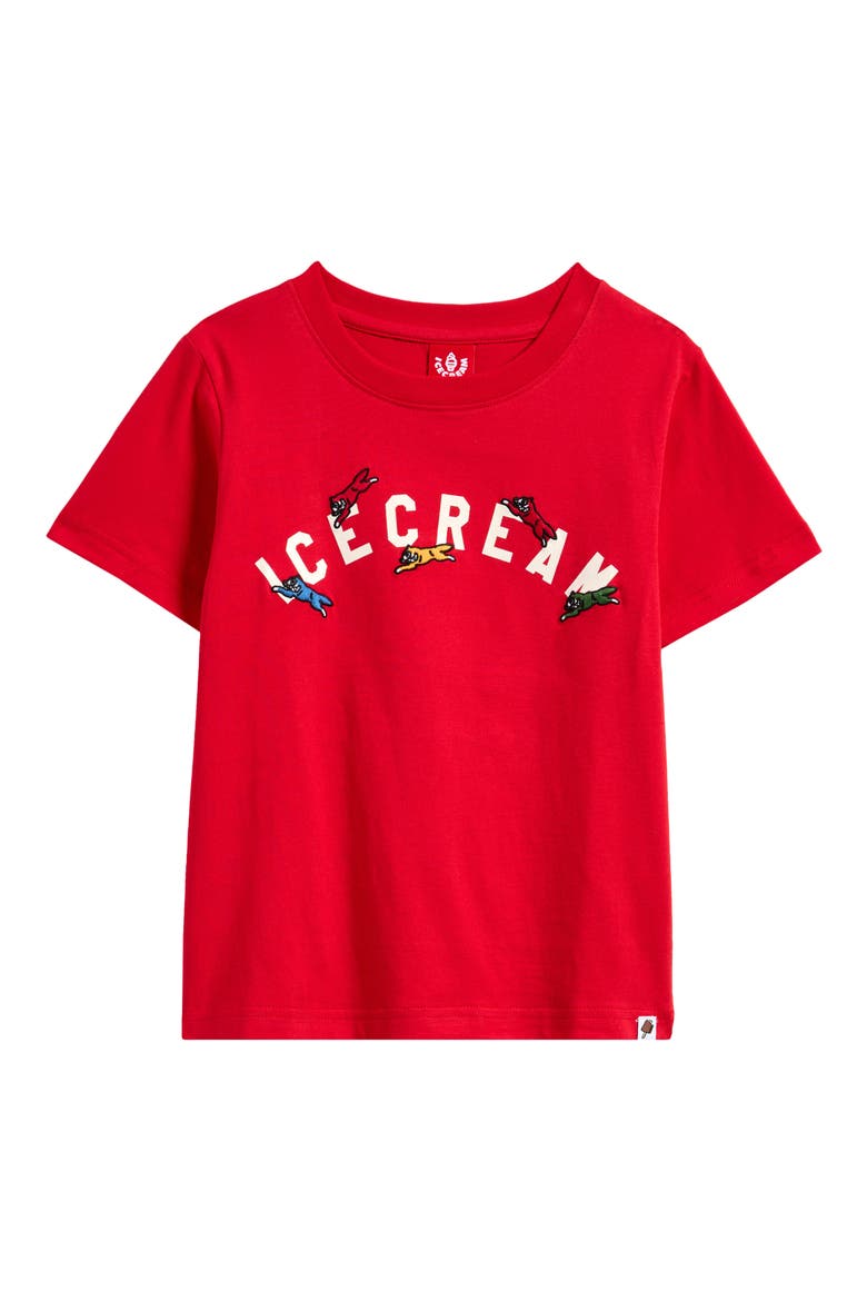 Kids' Playtime Running Dog Appliqué Graphic T-Shirt, Main, color, RACING RED