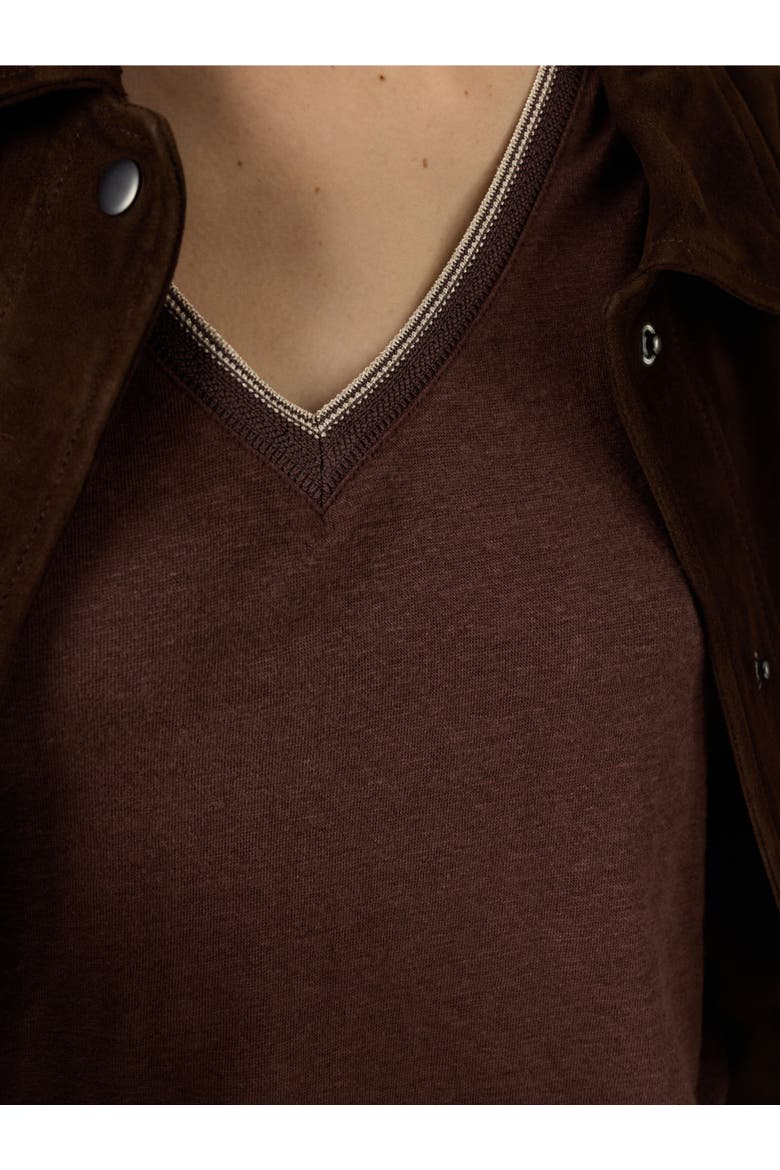 Mirana Linen V-Neck T-Shirt, Alternate, color, Brown