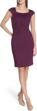 Calvin Klein Cap Sleeve Scuba Crepe Sheath Dress