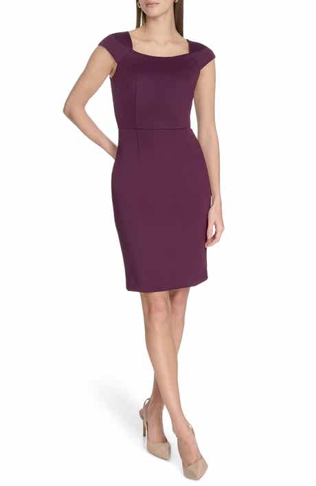 Calvin Klein Cap Sleeve Scuba Crepe Sheath Dress
