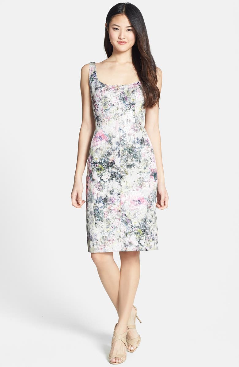 Maggy London Print Brocade Sheath Dress, Alternate, color,