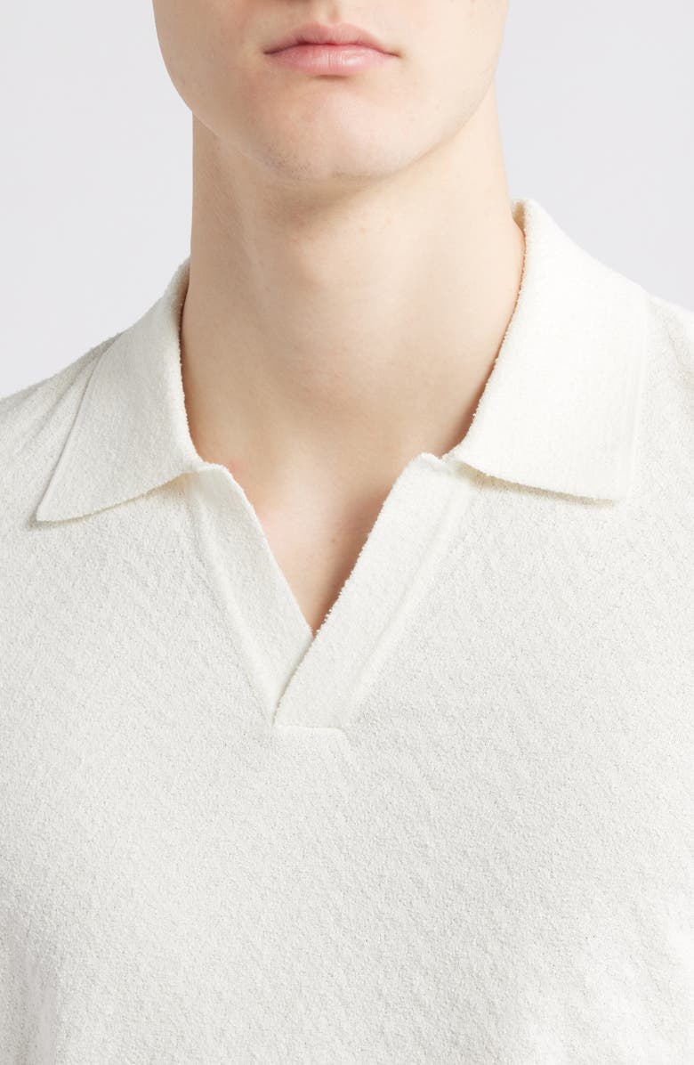 rag & bone Zuma Johnny Collar Chevron Terry Cloth Polo Sweater, Alternate, color, Chalk