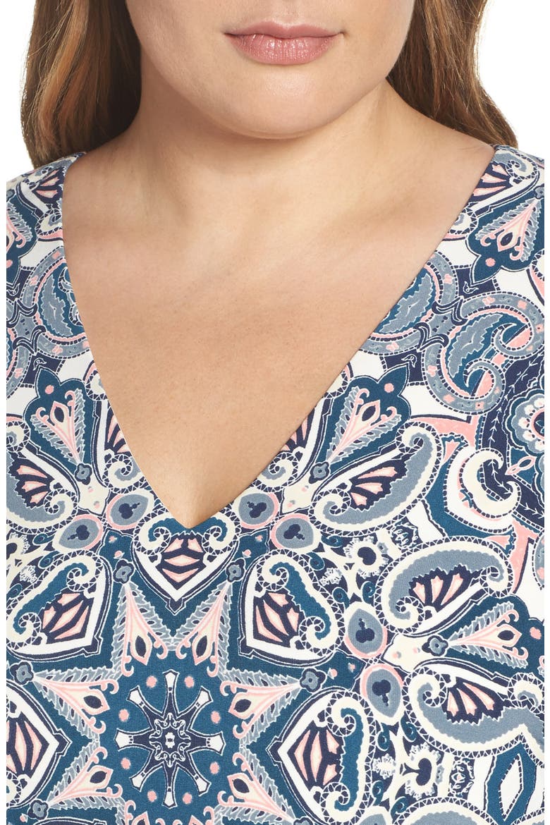 Mixed Paisley A-Line Dress, Alternate, color, TEAL