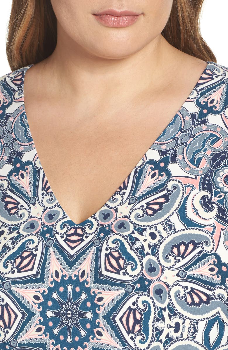 Eliza J Mixed Paisley A-Line Dress, Alternate, color, 