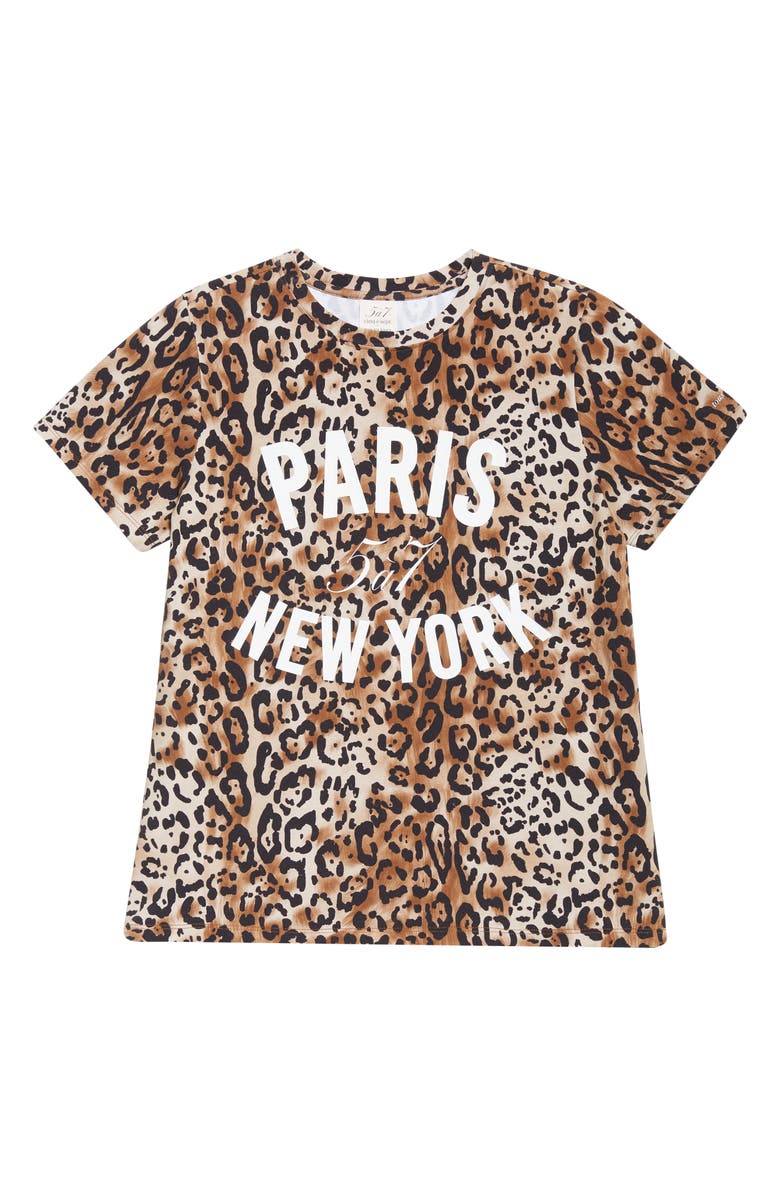 Cinq à Sept Leopard Paris NY Graphic T-Shirt, Alternate, color, Black/ Sahara