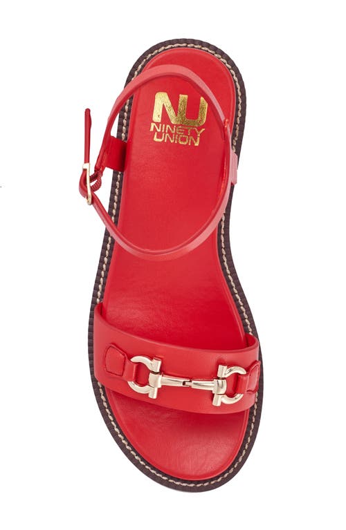 Ninety Union Madison Ankle Strap Flat Sandal In Red