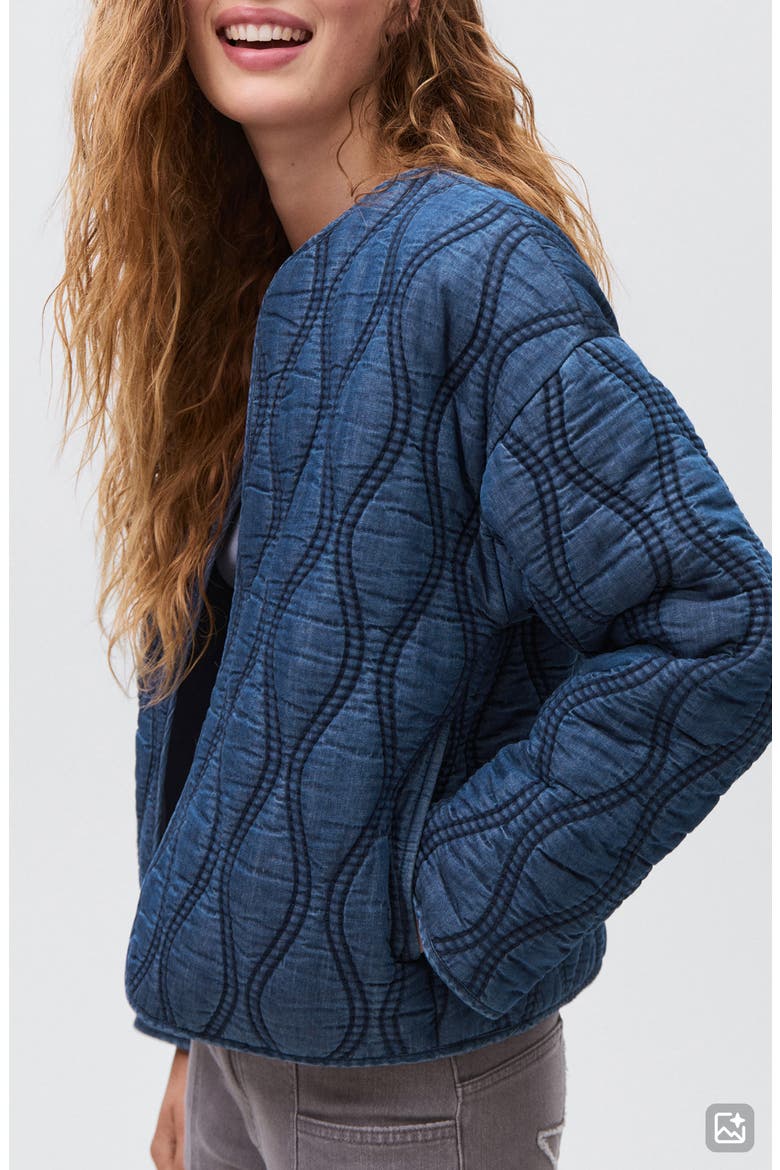 Padded Denim Liner Jacket, Alternate, color, DARK BLUE