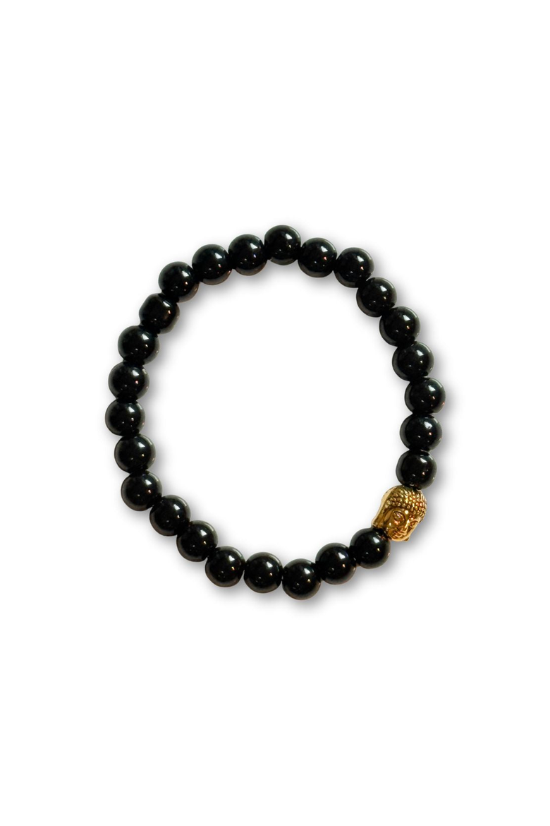 Buddha Crystal Beaded Bracelet, Main, color, Black Onyx