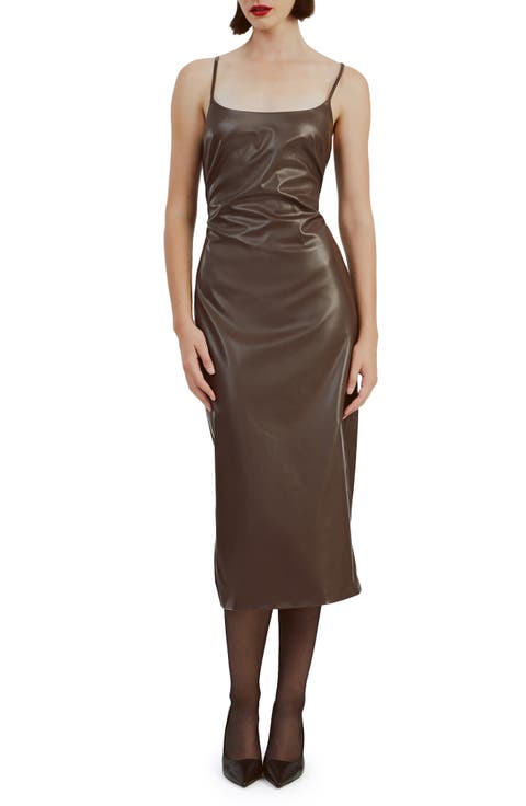 Helena Faux Leather Midi Dress