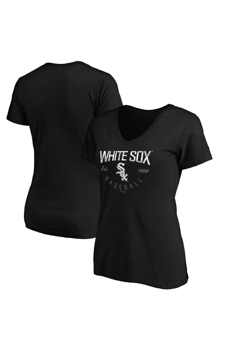 Women's Fanatics Branded Black Chicago White Sox Live For It V-Neck T-Shirt, Main, color, BLACK