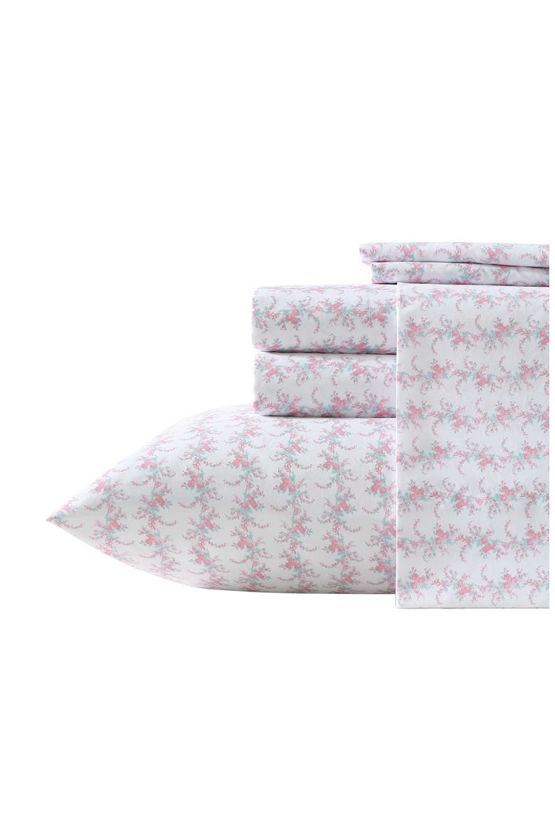 Trailing Bouquet Microfiber Sheet Set, Main, color, PINK