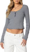 EDIKTED Jocelyn Stripe Stretch Cotton Crop Top