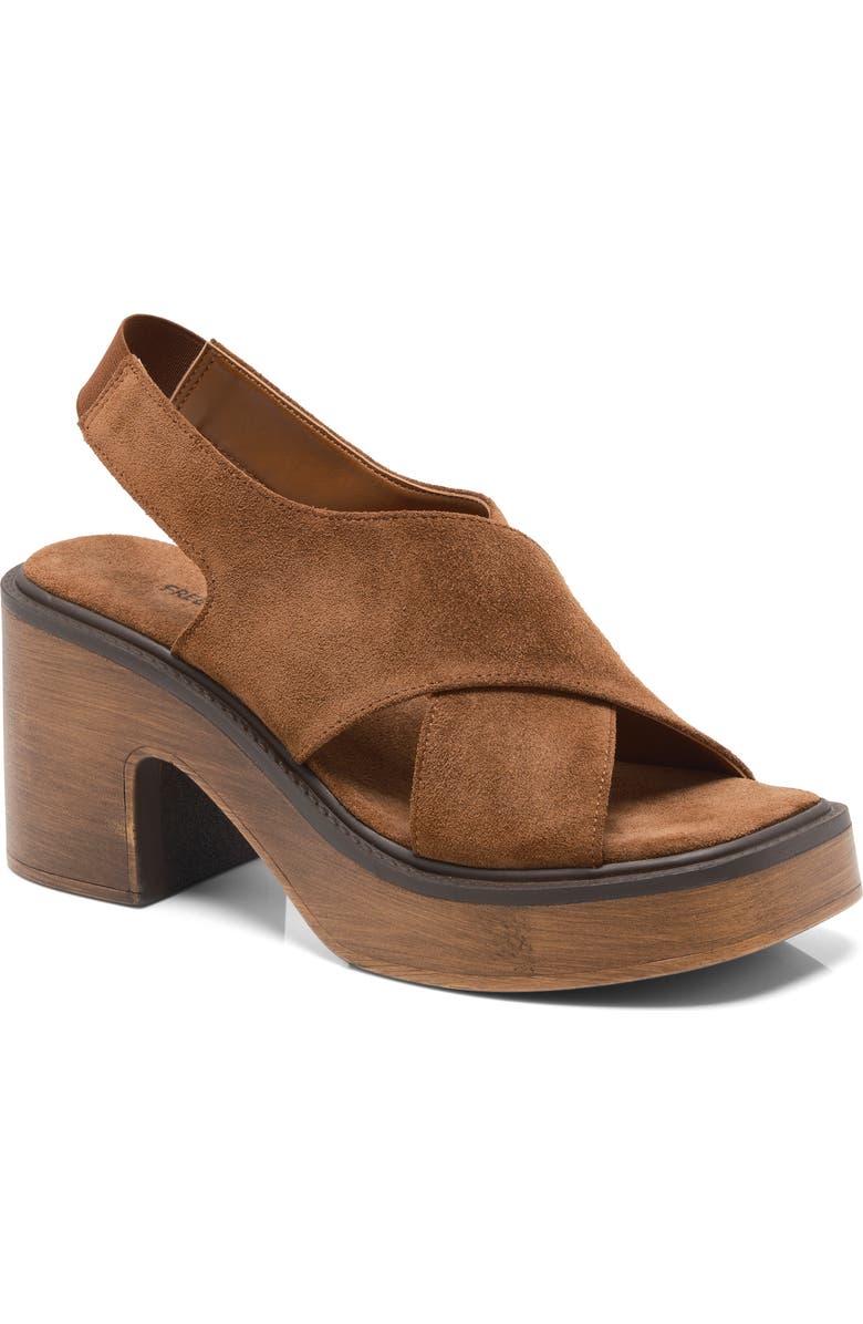 Free People Cora Slingback Platform Sandal, Main, color, Cognac Suede
