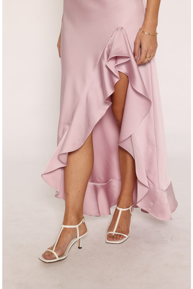 Brialyn High Neck Ruffle Maxi Dress, Alternate, color, VINTAGE PURPLE