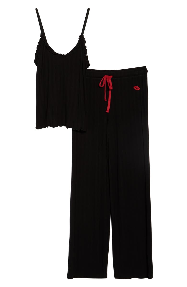 Honeydew Laid Back Wide Leg Pajamas, Alternate, color, Black
