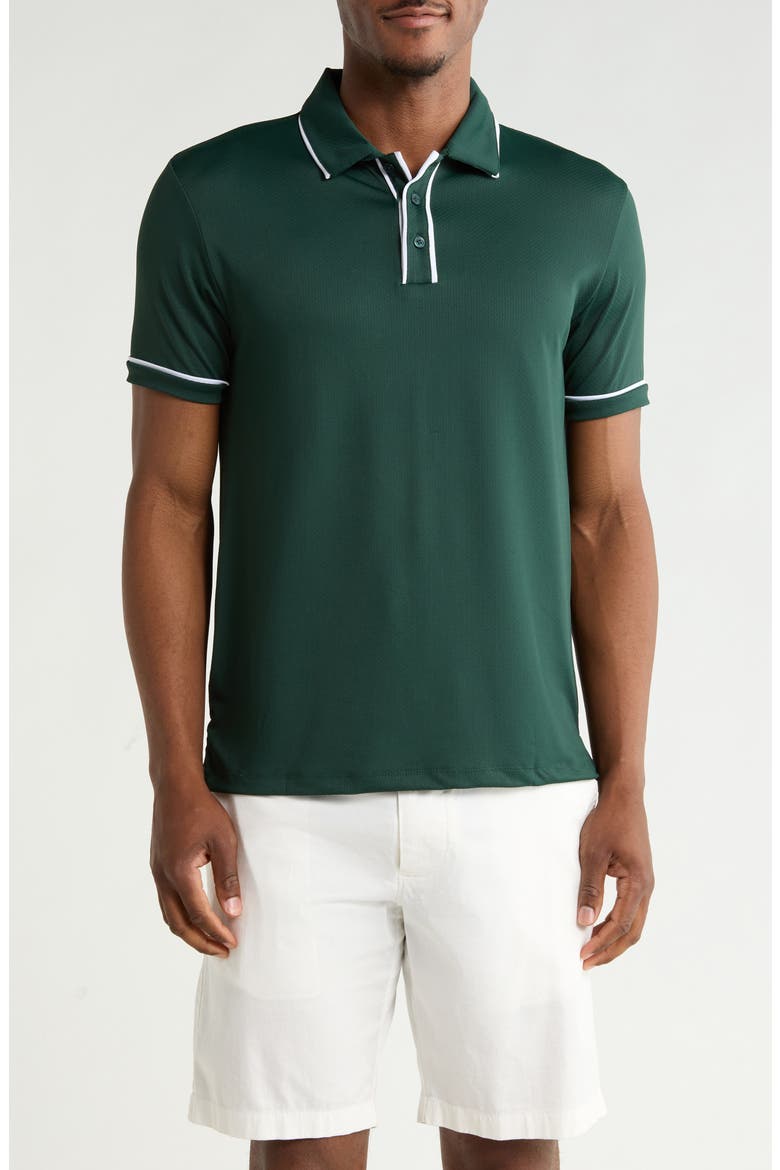 White Tip Short Sleeve Polo, Main, color, GREEN