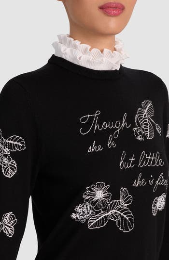 Carolann Embroidered Stretch Wool Sweater