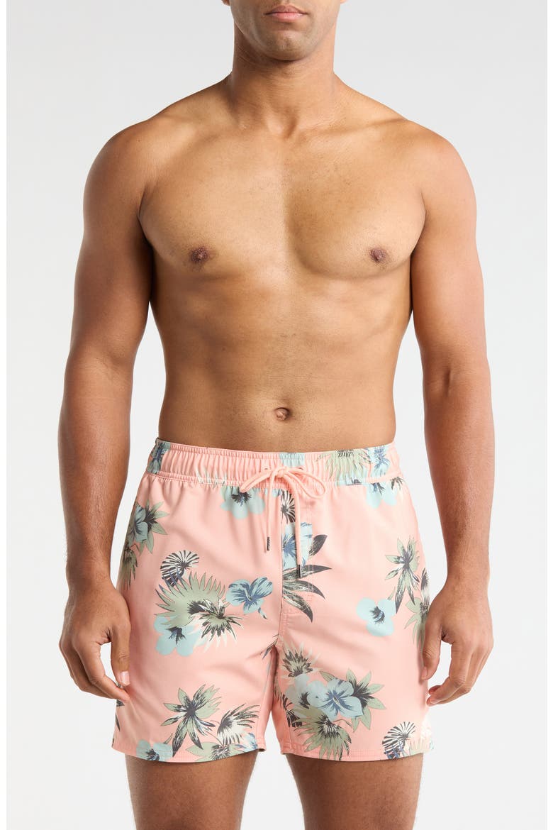 Resort Swim Trunks, Main, color, PEACH/ BLACK