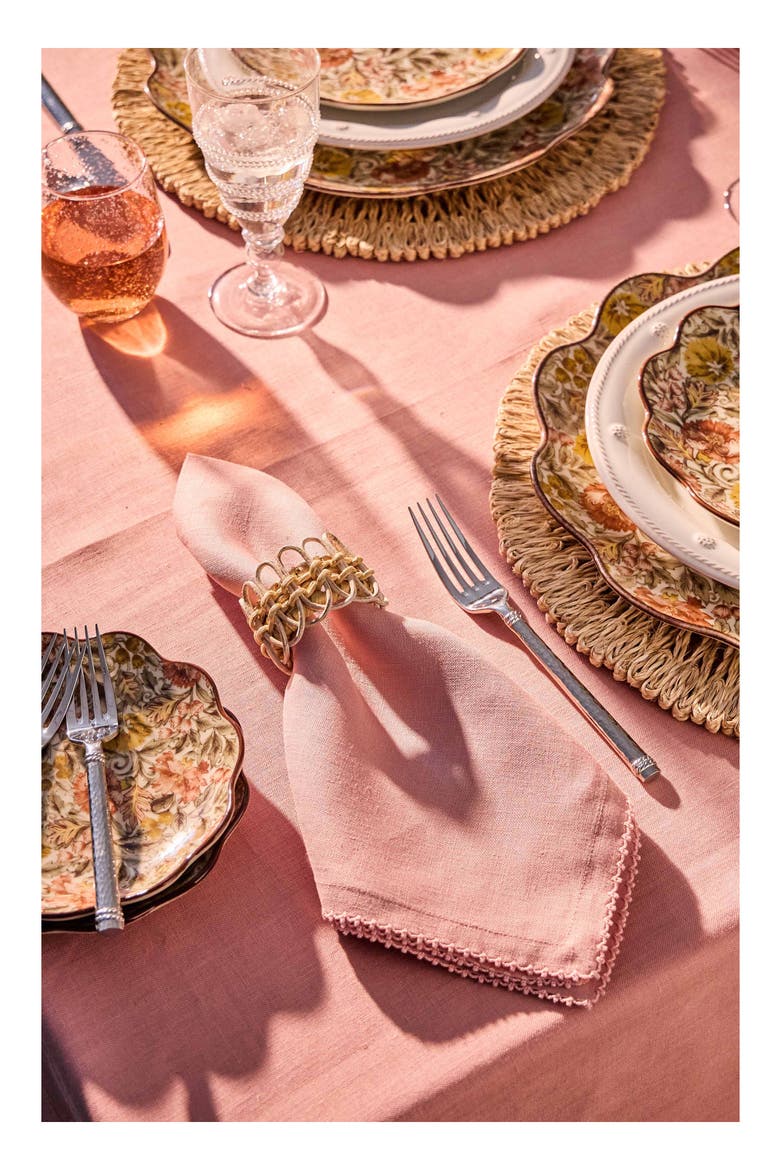 Set of 4 Berry Scallop Linen Napkins, Alternate, color, PINK