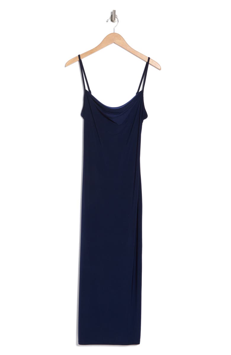 bebe Scoop Neck Midi Dress, Alternate, color, Navy