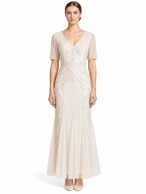Embellished Bridal Gown with Cape Sleeves