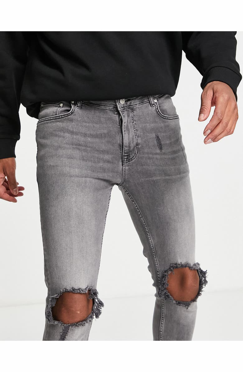 ASOS DESIGN Ripped Skinny Jeans, Alternate, color, 