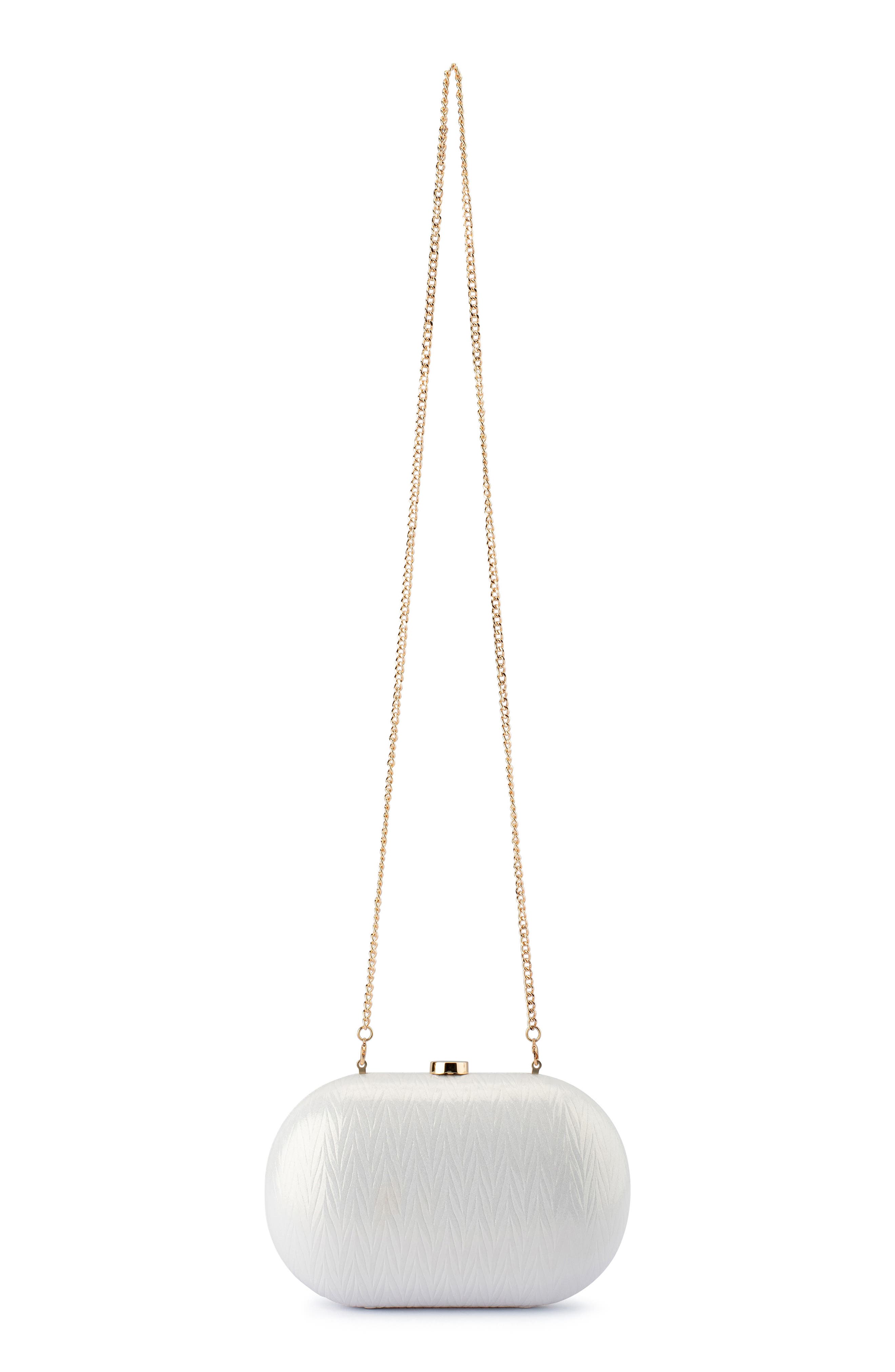 Izza Oval Frame Clutch, Alternate, color, PEARL